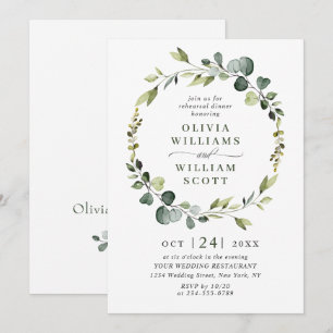Modern Eucalyptus Wreath Frame REHEARSAL DINNER Invitation