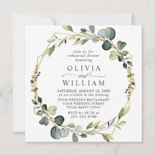 Modern Eucalyptus Wreath Frame REHEARSAL DINNER Invitation