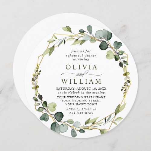 Modern Eucalyptus Wreath Frame REHEARSAL DINNER Invitation