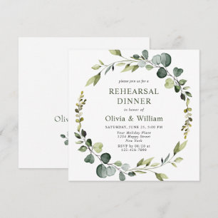 Modern Eucalyptus Wreath Frame REHEARSAL DINNER Invitation