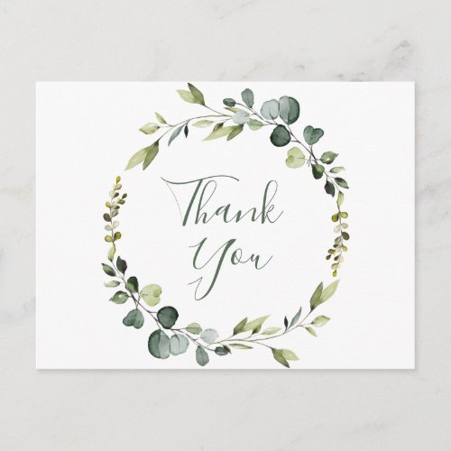 Modern Eucalyptus Wreath Frame Thank You Boho Postcard