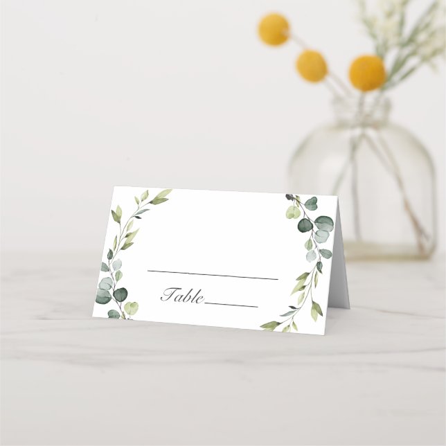 Modern Eucalyptus Wreath Frame Wedding Boho Place Card (Front)