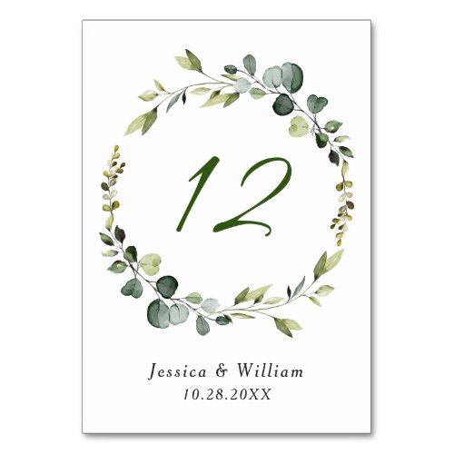 Modern Eucalyptus Wreath Frame Wedding Boho Table Number