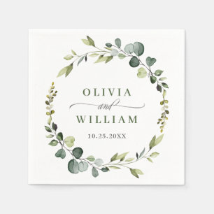Modern Eucalyptus Wreath Frame Wedding Paper Boho Napkins