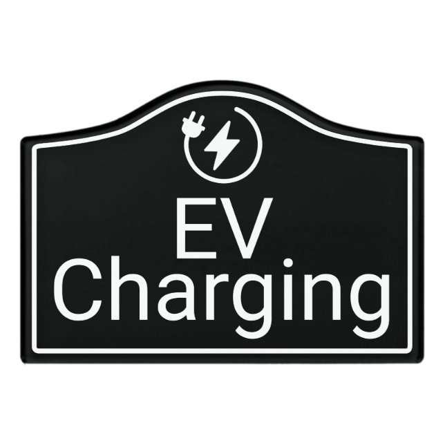 Modern EV Charging Vacation Rental Sign (Small Crest Front)