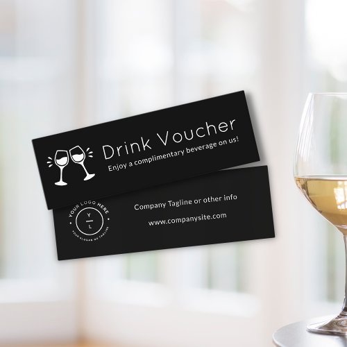 Modern Event Business Logo Black Drink Voucher Mini Business Card