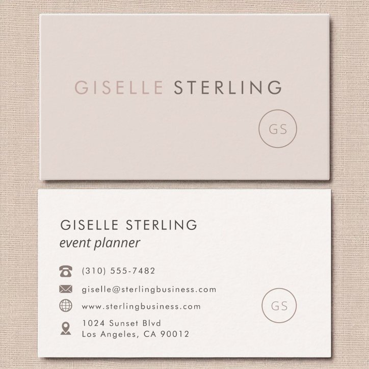 Modern Event Planner Blush Pink Minimalist Luxury Business Card