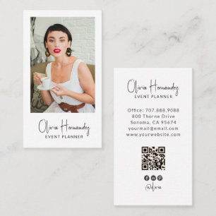 Modern Event Planner Photo QR Code Business Card