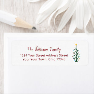 Modern Evergreen Christmas Tree Return Address Label