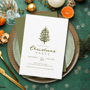 modern Evergreen Tree Christmas Holiday Party Invitation