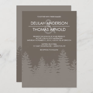 Modern Evergreen Tree Silhouette Winter Wedding Invitation