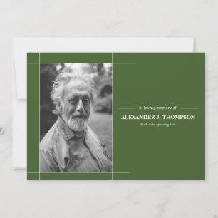 Modern Evergreen & White In Loving Memory Funeral Thank You Card