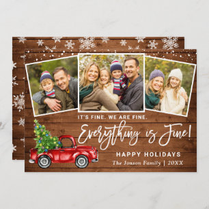 Modern Everything is Fine Christmas 3 Photo Holiday Card