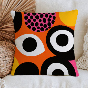 Modern Evil Eyes Burnt Orange Maximalist Funky  Throw Pillow