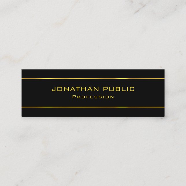 Modern Excellent Design Template Cool Black Gold Mini Business Card (Front)