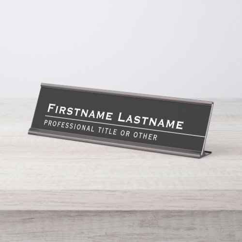 Modern Executive Name and Title Desk Black White Desk Name Plate