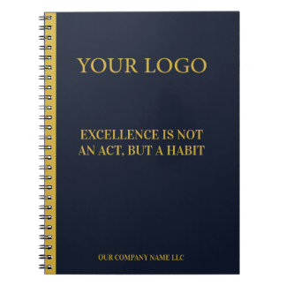 Modern Executive Navy Blue & Gold Corporate Notebo Notebook