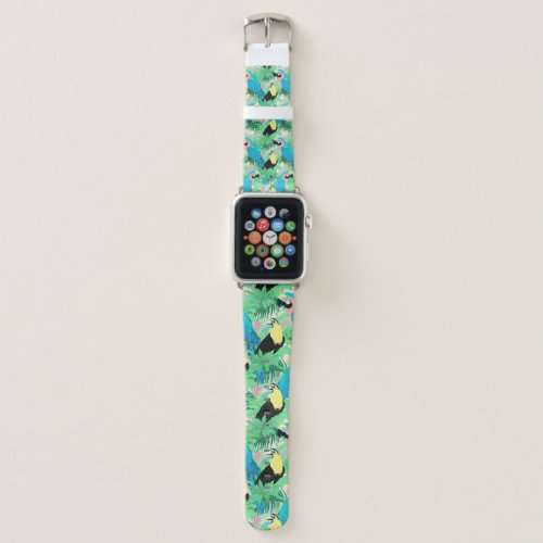 Modern Exotic Birds  Foliage Tropical Design Apple Watch Band