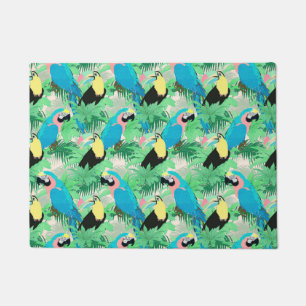 Modern Exotic Birds & Foliage Tropical Design Doormat