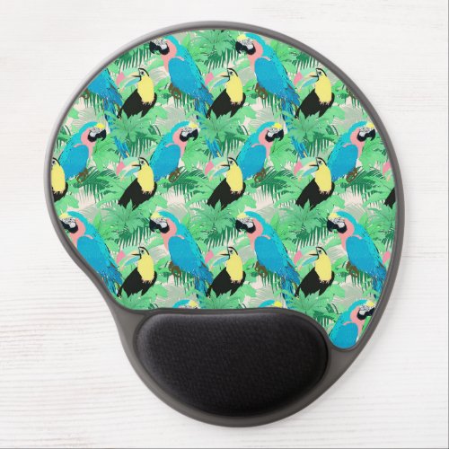 Modern Exotic Birds  Foliage Tropical Design Gel Mouse Pad