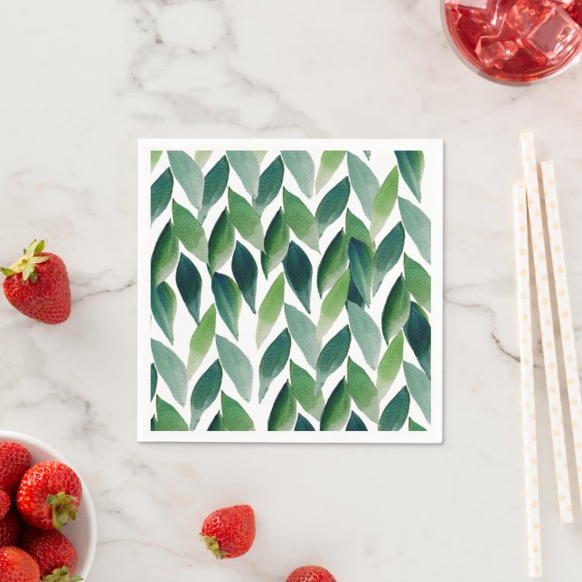 Modern Exotic Green Bohemian Nature Napkins (Insitu)