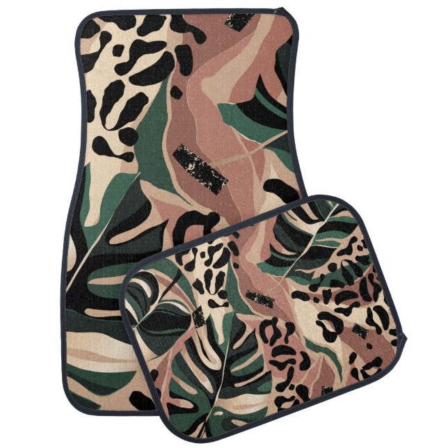 Modern exotic pattern with leopard skin. Creative  Car Floor Mat (Set)