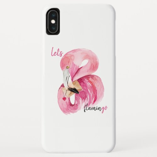 Modern Exotic Pink Lets Flamingo Watercolor  iPhone XS Max Case