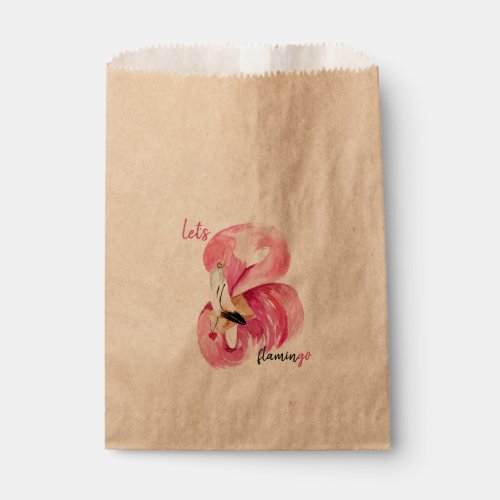 Modern Exotic Pink Lets Flamingo Watercolor Favor Bag