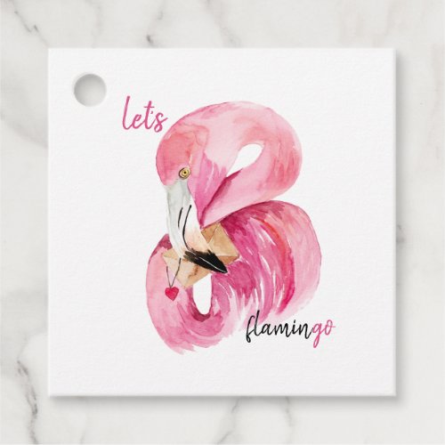 Modern Exotic Pink Lets Flamingo Watercolor Favor Tags