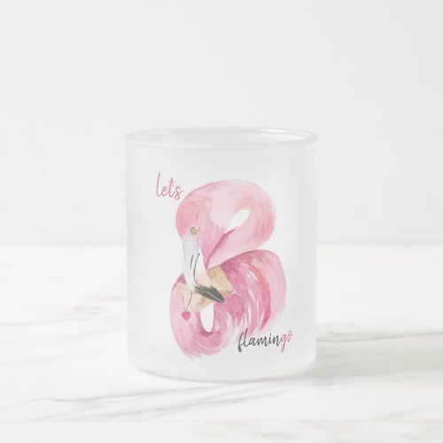 Modern Exotic Pink Lets Flamingo Watercolor Frosted Glass Coffee Mug