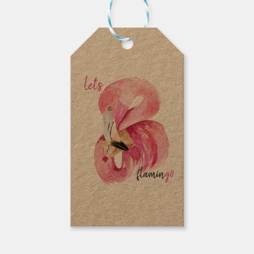 Modern Exotic Pink Lets Flamingo Watercolor Gift Tags