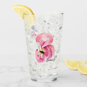 Modern Exotic Pink Let's Flamingo Watercolor Glass
