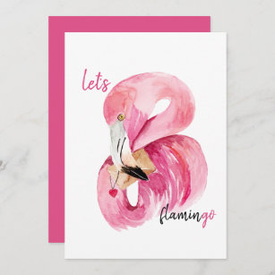 Modern Exotic Pink Let's Flamingo Watercolor  Holiday Card