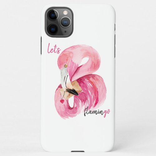 Modern Exotic Pink Lets Flamingo Watercolor  iPhone 11Pro Max Case