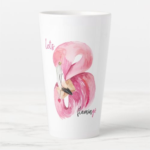 Modern Exotic Pink Lets Flamingo Watercolor Latte Mug