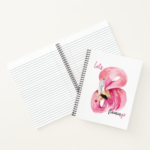 Modern Exotic Pink Lets Flamingo Watercolor  Notebook