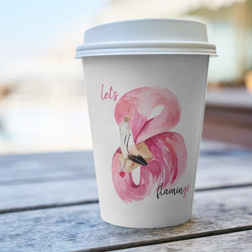 Modern Exotic Pink Lets Flamingo Watercolor  Paper Cups