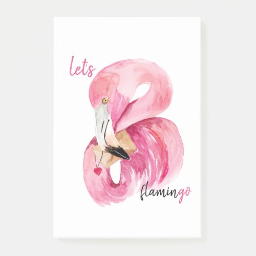 Modern Exotic Pink Lets Flamingo Watercolor Post_it Notes