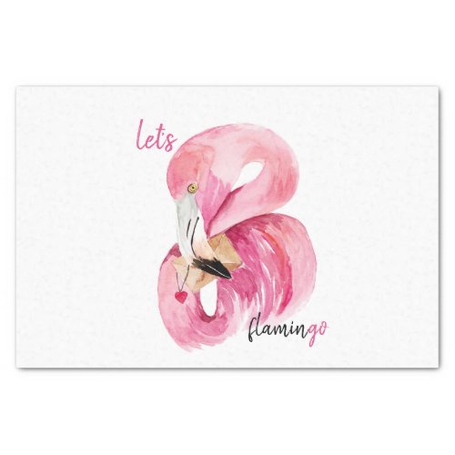 Modern Exotic Pink Lets Flamingo Watercolor  Tissue Paper