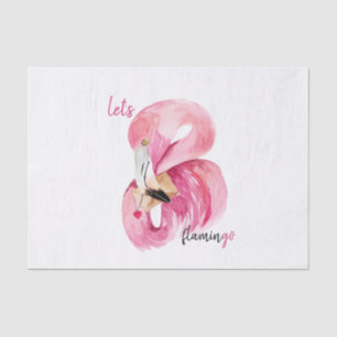 Modern Exotic Pink Let's Flamingo Watercolor Tissue Paper
