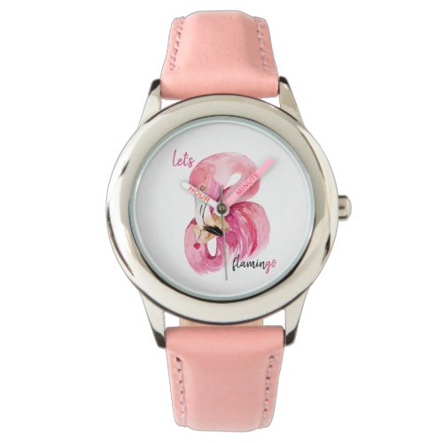 Modern Exotic Pink Lets Flamingo Watercolor   Watch