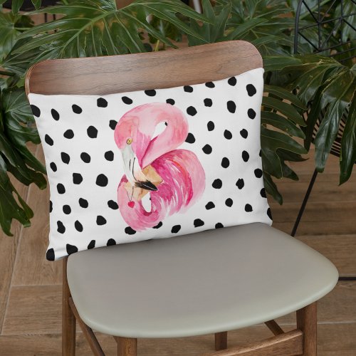 Modern Exotic Pink Watercolor Flamingo  Dots Accent Pillow