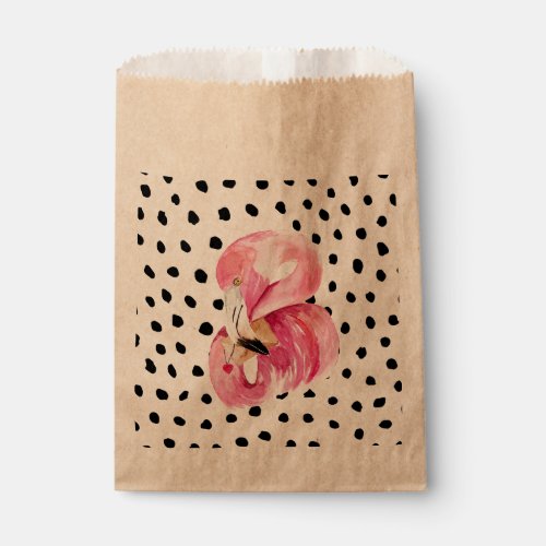 Modern Exotic Pink Watercolor Flamingo  Dots Favor Bag