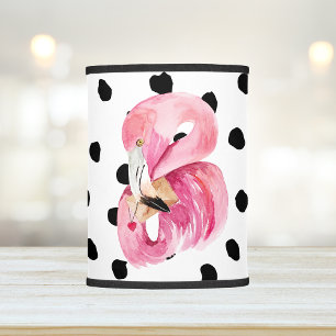 Modern Exotic Pink Watercolor Flamingo & Dots Lamp Shade