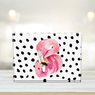 Modern Exotic Pink Watercolor Flamingo & Dots Photo Block