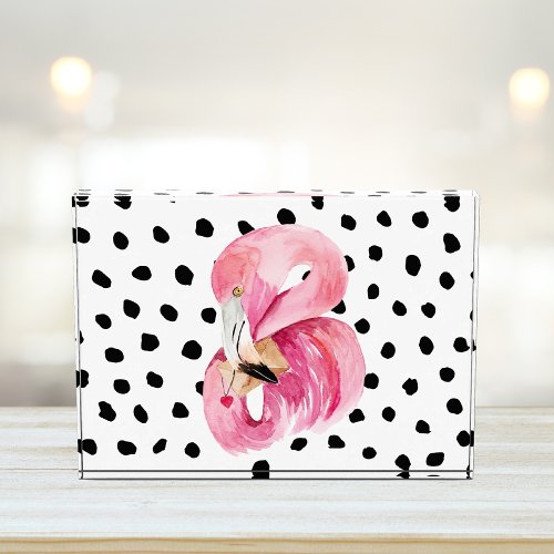 Modern Exotic Pink Watercolor Flamingo  Dots Photo Block