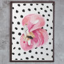 Modern Exotic Pink Watercolor Flamingo & Dots Poster