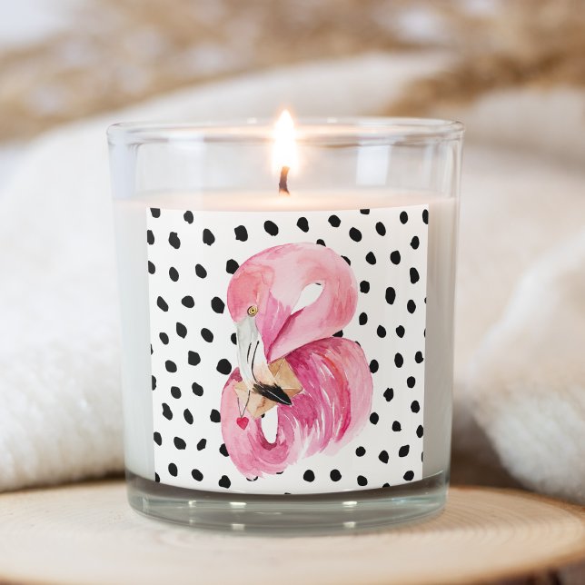 Modern Exotic Pink Watercolor Flamingo & Dots Square Sticker (Creator Uploaded)