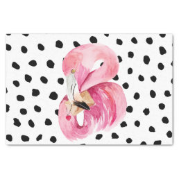 Modern Exotic Pink Watercolor Flamingo &amp; Dots Tissue Paper