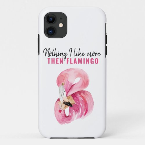 Modern Exotic Pink Watercolor Flamingo Gift iPhone 11 Case